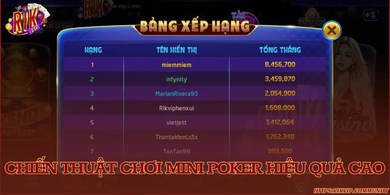 Tích lũy kinh nghiệm cá cược Mini Poker cực chất