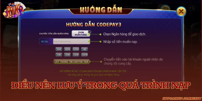 Lưu ý quan trọng khi nạp vào tài khoản